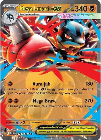 Mega Lucario ex (077/132) (ME01: Mega Evolution) (MEG) Pokemon