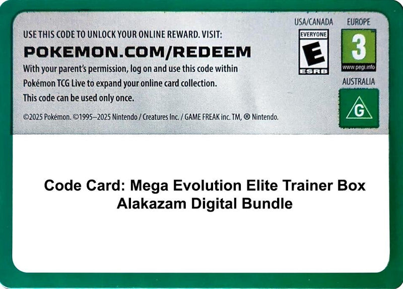 Image for Code Card - Mega Evolution Elite Trainer Box Alakazam Digital Bundle (ME01: Mega Evolution) - Pokemon