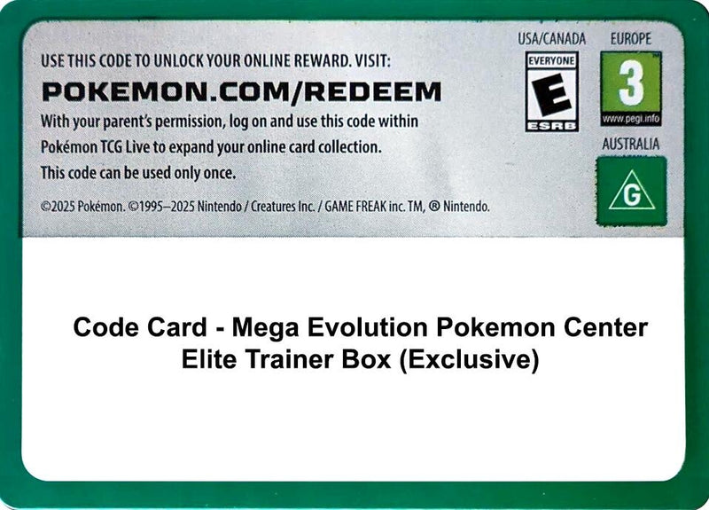 Image for Code Card - Mega Evolution Pokemon Center Elite Trainer Box (Exclusive) (ME01: Mega Evolution) - Pokemon