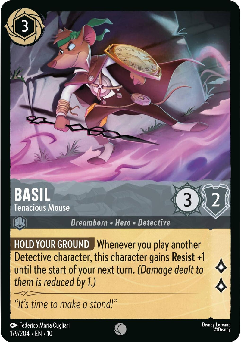 Image for Basil - Tenacious Mouse (179/204) (Whispers in the Well) (10) - Disney Lorcana