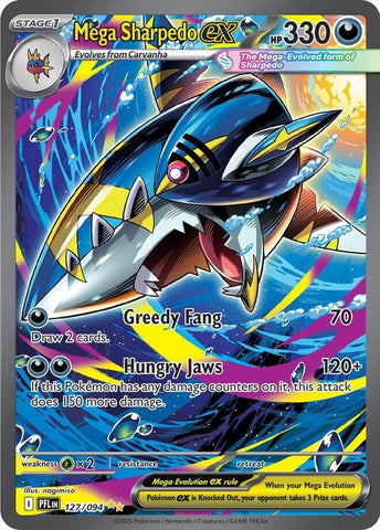 Mega Sharpedo ex (127/094) (ME02: Phantasmal Flames) (PFL) Pokemon