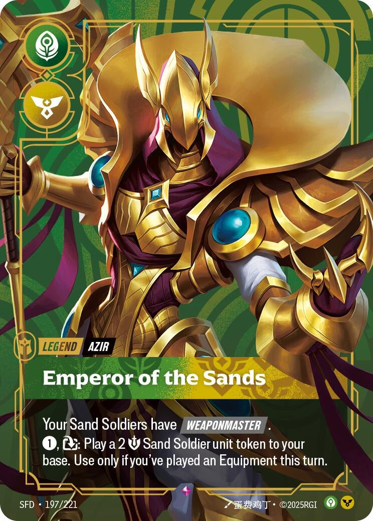 Image for Azir, Emperor of the Sands (197/221) (Spiritforged) (SFD) - Riftbound: League of Legends Trading Card Game