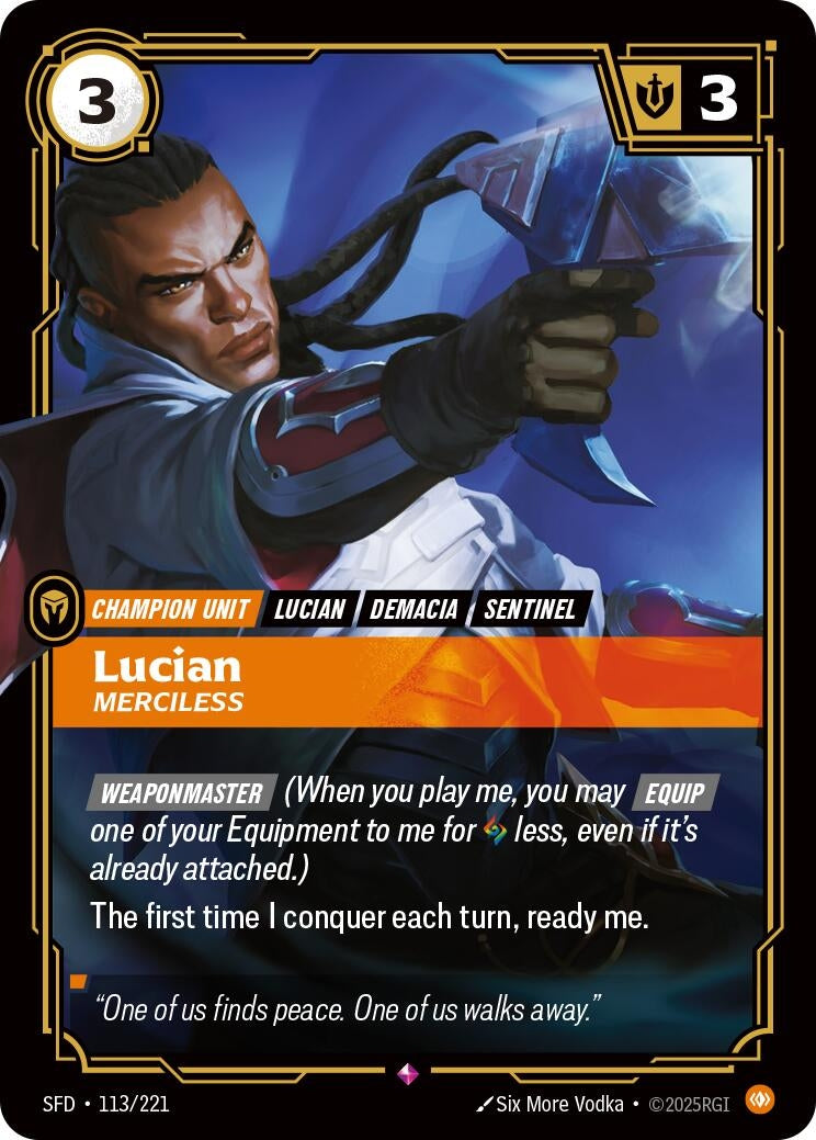 Image for Lucian, Merciless (113/221) (Spiritforged) (SFD) - Riftbound: League of Legends Trading Card Game