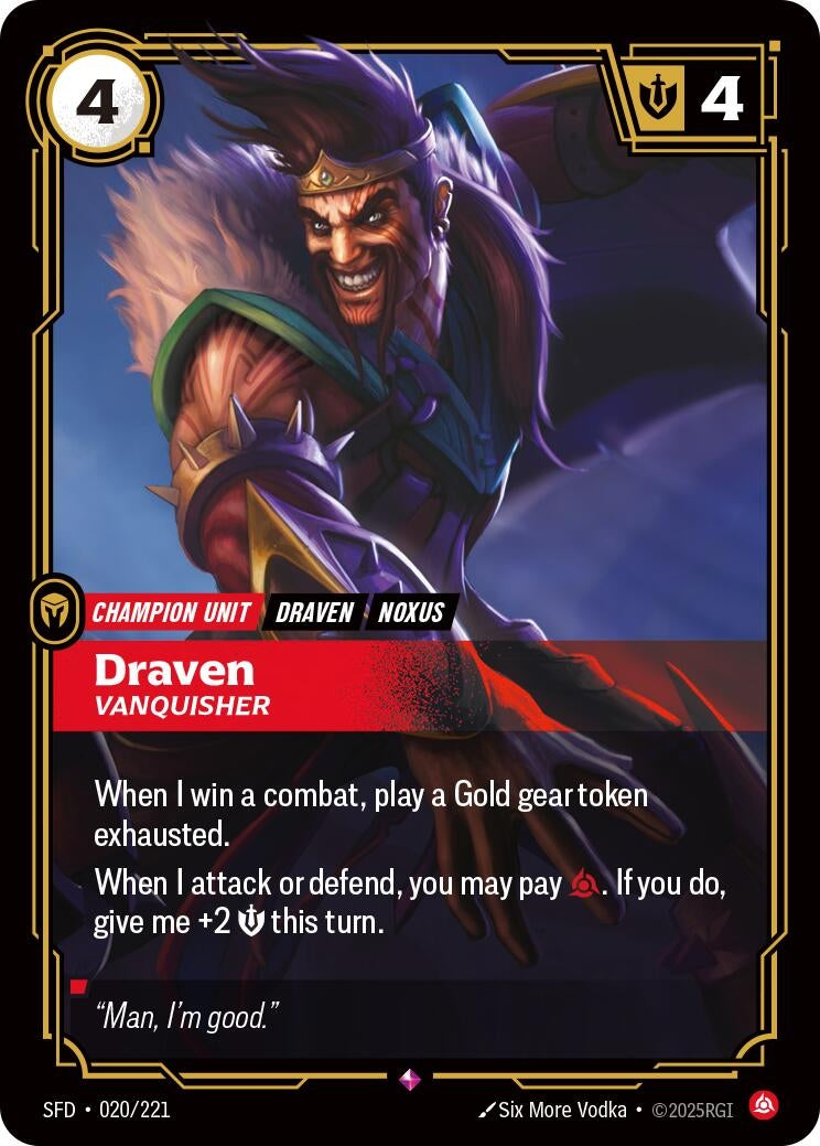 Image for Draven, Vanquisher (020/221) (Spiritforged) (SFD) - Riftbound: League of Legends Trading Card Game