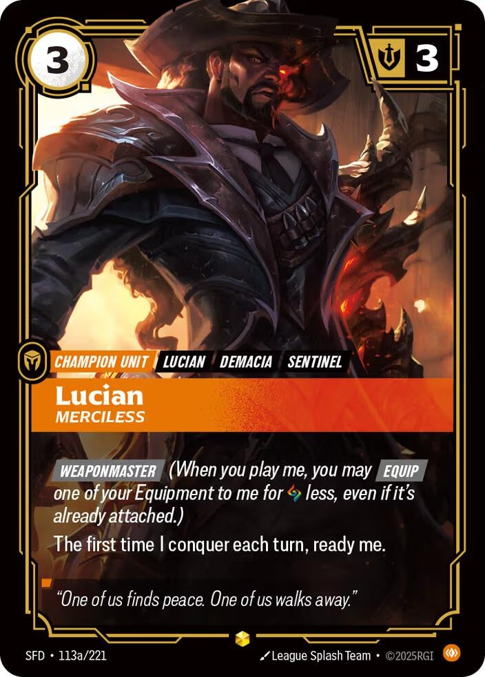 Image for Lucian, Merciless (Alternate Art) (113a/221) (Spiritforged) (SFD) - Riftbound: League of Legends Trading Card Game