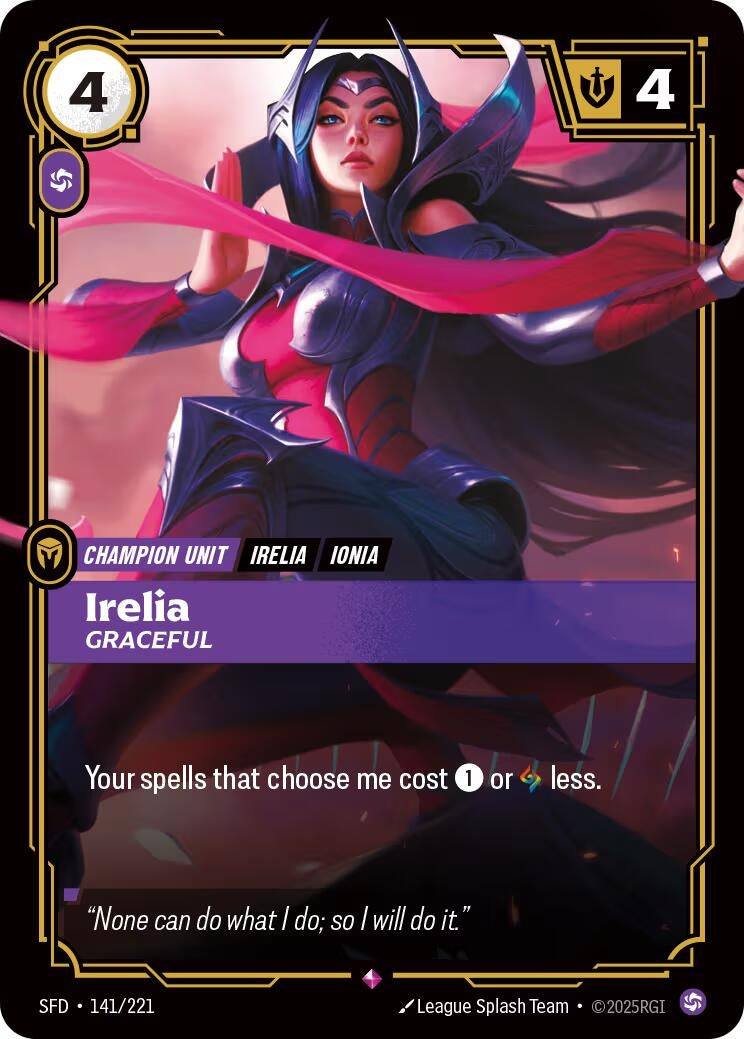Image for Irelia, Graceful (141/221) (Spiritforged) (SFD) - Riftbound: League of Legends Trading Card Game