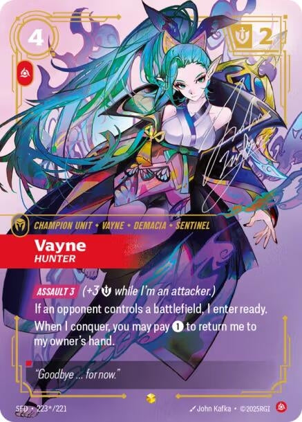Image for Vayne, Hunter (Signature) (223*/221) (Spiritforged) (SFD) - Riftbound: League of Legends Trading Card Game
