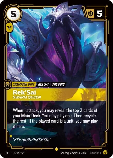Image for Rek'Sai, Swarm Queen (Alternate Art) (170a/221) (Spiritforged) (SFD) - Riftbound: League of Legends Trading Card Game