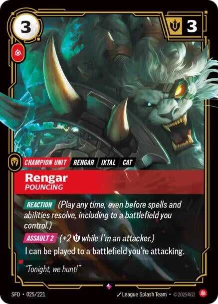 Image for Rengar, Pouncing (025/221) (Spiritforged) (SFD) - Riftbound: League of Legends Trading Card Game