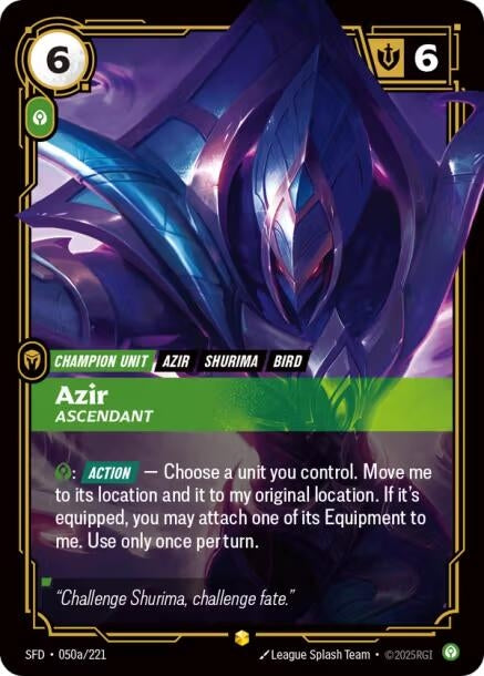 Image for Azir, Ascendant (Alternate Art) (050a/221) (Spiritforged) (SFD) - Riftbound: League of Legends Trading Card Game