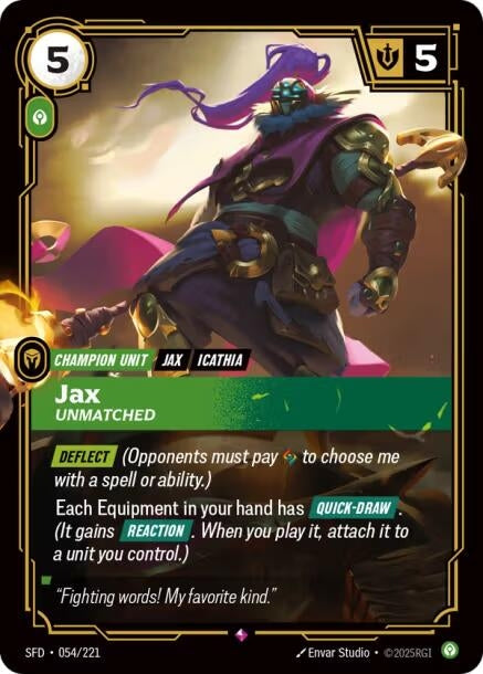 Image for Jax, Unmatched (054/221) (Spiritforged) (SFD) - Riftbound: League of Legends Trading Card Game