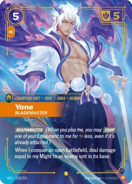 Image for Yone, Blademaster (Overnumbered) (233/221) (Spiritforged) (SFD) - Riftbound: League of Legends Trading Card Game