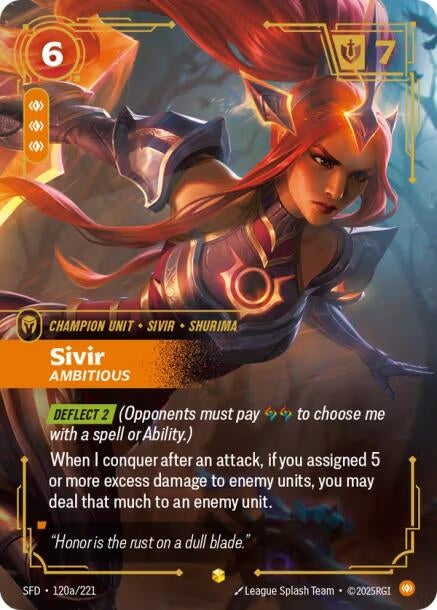 Image for Sivir, Ambitious (Alternate Art) (120a/221) (Spiritforged) (SFD) - Riftbound: League of Legends Trading Card Game