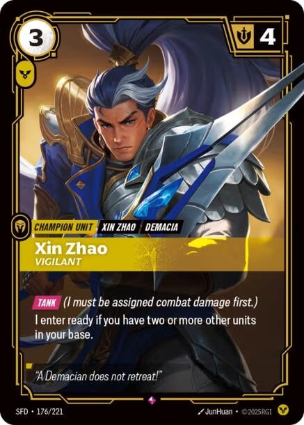 Image for Xin Zhao, Vigilant (176/221) (Spiritforged) (SFD) - Riftbound: League of Legends Trading Card Game