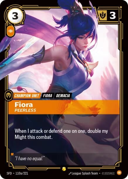 Image for Fiora, Peerless (Alternate Art) (110a/221) (Spiritforged) (SFD) - Riftbound: League of Legends Trading Card Game