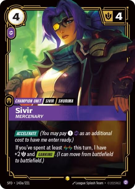 Image for Sivir, Mercenary (Alternate Art) (143a/221) (Spiritforged) (SFD) - Riftbound: League of Legends Trading Card Game