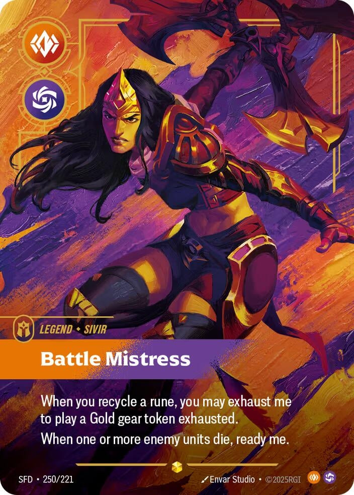Image for Sivir, Battle Mistress (Overnumbered) (250/221) (Spiritforged) (SFD) - Riftbound: League of Legends Trading Card Game