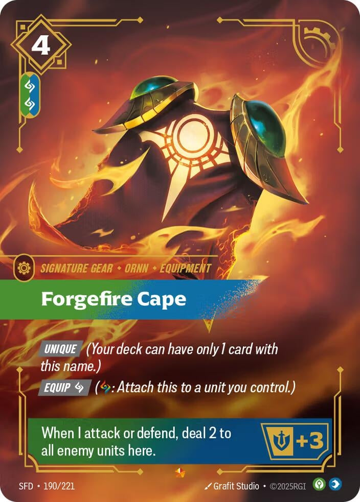 Image for Forgefire Cape (190/221) (Spiritforged) (SFD) - Riftbound: League of Legends Trading Card Game