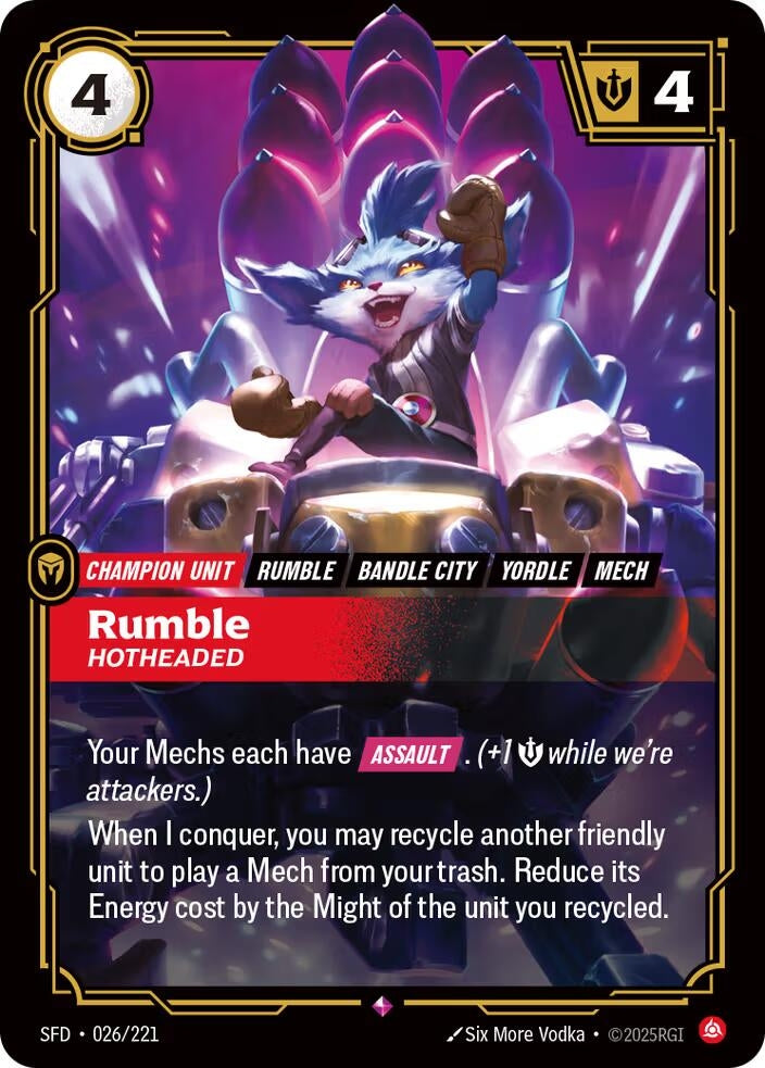 Image for Rumble, Hotheaded (026/221) (Spiritforged) (SFD) - Riftbound: League of Legends Trading Card Game