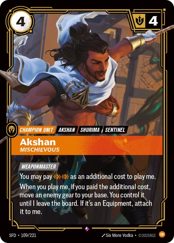 Image for Akshan, Mischievous (109/221) (Spiritforged) (SFD) - Riftbound: League of Legends Trading Card Game