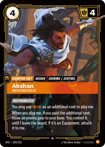Image for Akshan, Mischievous (109/221) (Spiritforged) (SFD) - Riftbound: League of Legends Trading Card Game