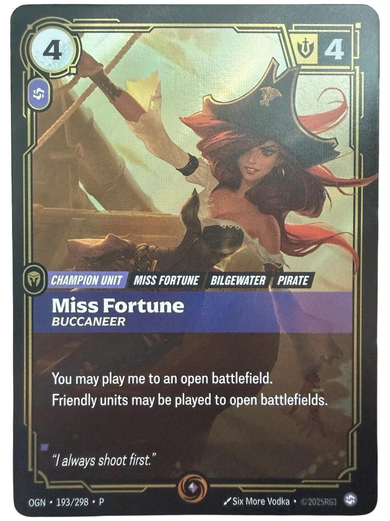Image for Miss Fortune, Buccaneer (193/298) (Riftbound Organized Play Promotional Cards) (OPP) - Riftbound: League of Legends Trading Card Game