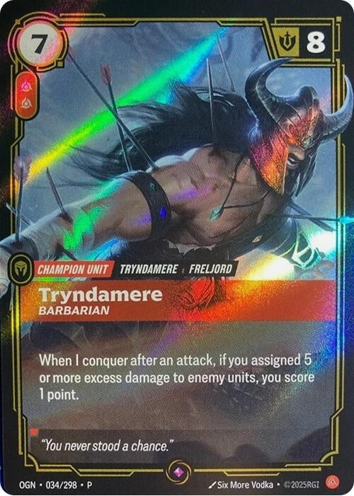 Image for Tryndamere, Barbarian (034/298) (Riftbound Organized Play Promotional Cards) (OPP) - Riftbound: League of Legends Trading Card Game