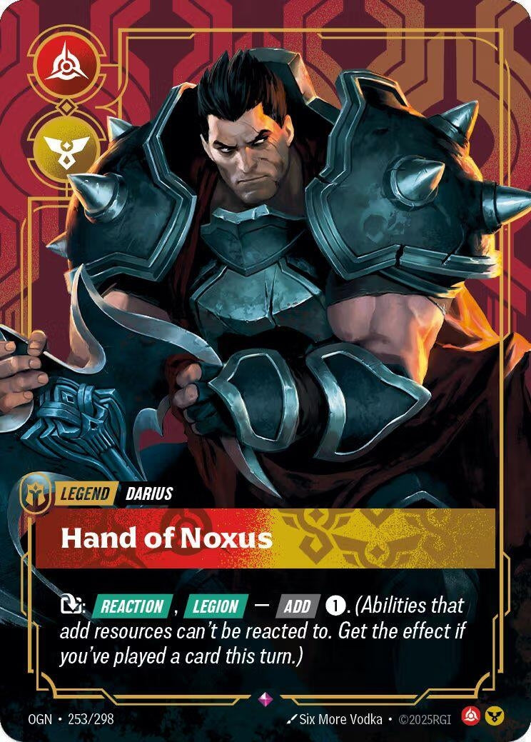 Image for Darius, Hand of Noxus (Metal) (Best Of) (253/298) (Riftbound Organized Play Promotional Cards) (OPP) - Riftbound: League of Legends Trading Card Game