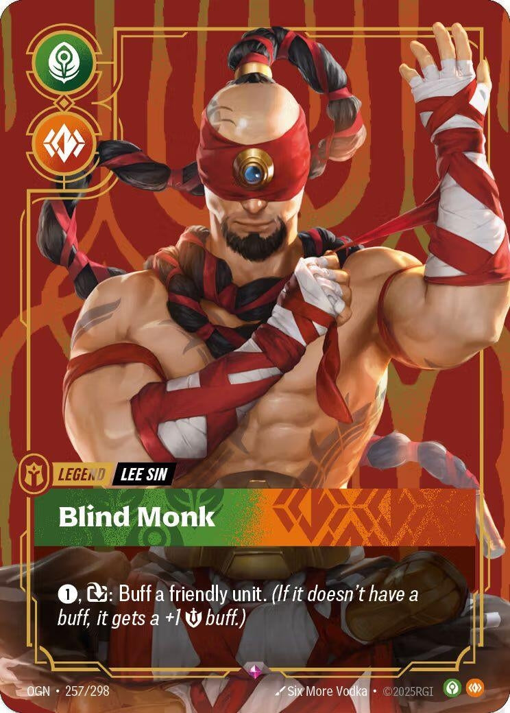 Image for Lee Sin, Blind Monk (Metal) (Best Of) (257/298) (Riftbound Organized Play Promotional Cards) (OPP) - Riftbound: League of Legends Trading Card Game