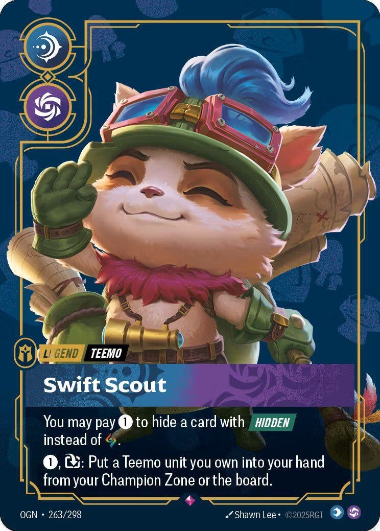 Image for Teemo, Swift Scout (Metal) (Best Of) (263/298) (Riftbound Organized Play Promotional Cards) (OPP) - Riftbound: League of Legends Trading Card Game