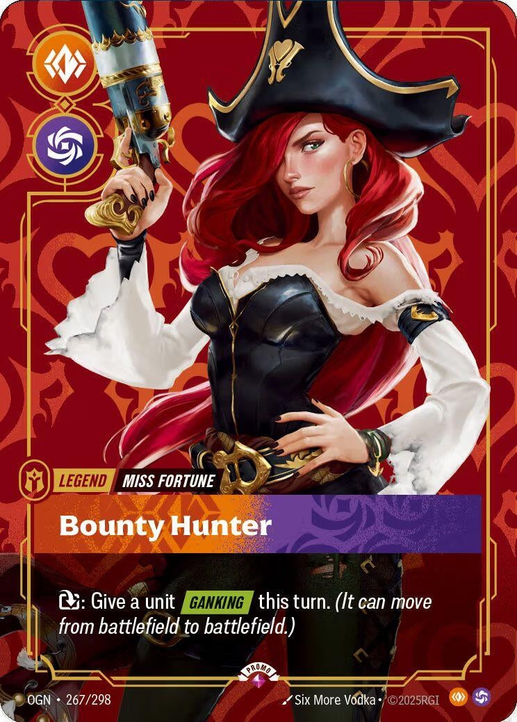 Image for Miss Fortune, Bounty Hunter (Metal) (Best Of) (267/298) (Riftbound Organized Play Promotional Cards) (OPP) - Riftbound: League of Legends Trading Card Game