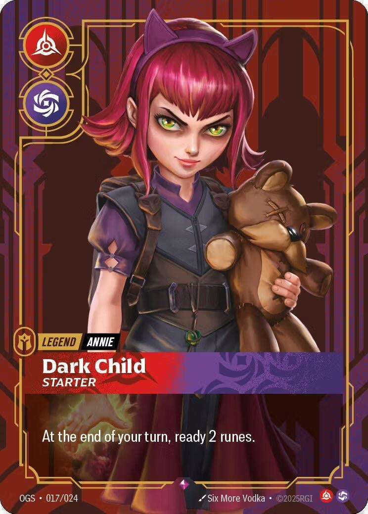 Image for Annie, Dark Child (Metal) (Best Of) (017/024) (Riftbound Organized Play Promotional Cards) (OPP) - Riftbound: League of Legends Trading Card Game