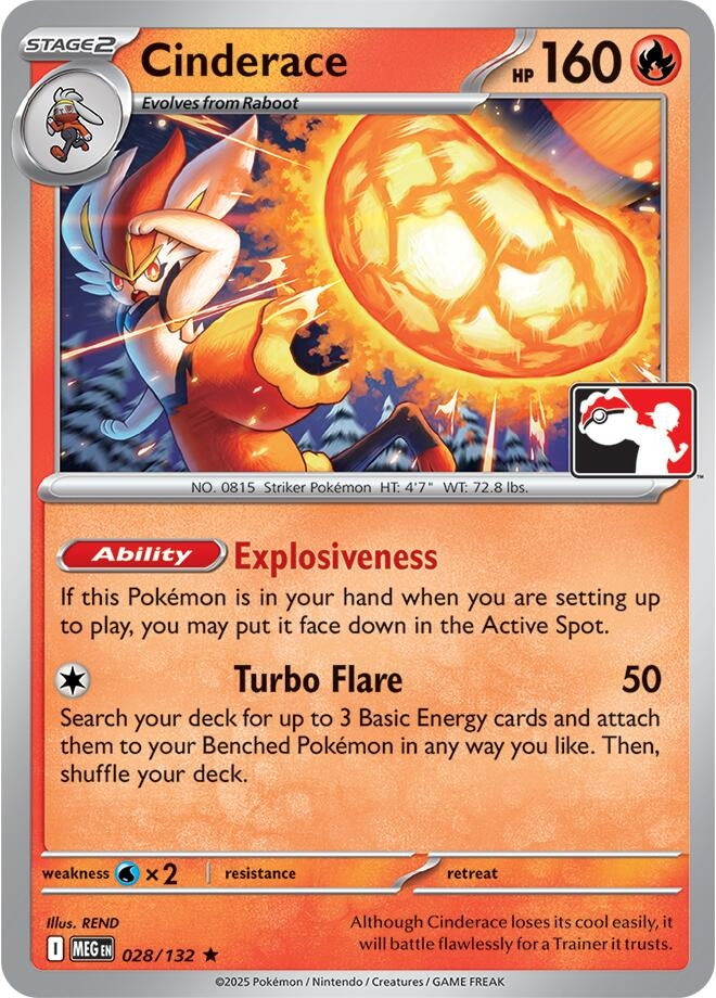 Cinderace (028/132) (Prize Pack Series Cards) Pokemon