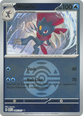 Image for Weavile - 045/217 (Dusk Ball) (045/217) (ME: Ascended Heroes) - Pokemon