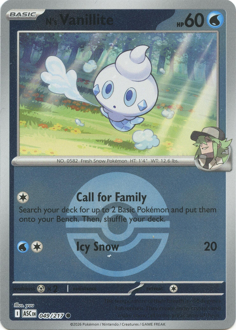 Image for N's Vanillite (Poke Ball) (049/217) (ME: Ascended Heroes) - Pokemon