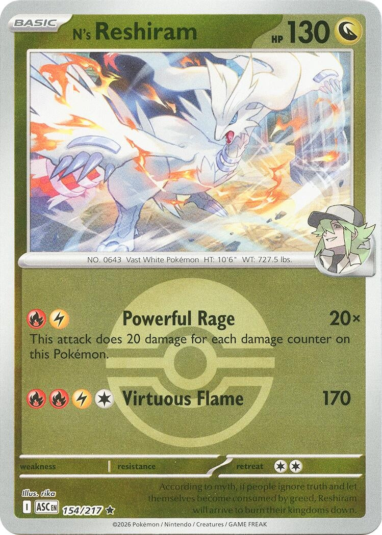 Image for N's Reshiram (Poke Ball) (154/217) (ME: Ascended Heroes) - Pokemon