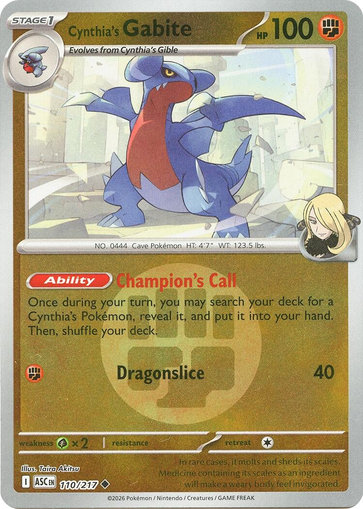 Image for Cynthia's Gabite (Energy Symbol Pattern) (110/217) (ME: Ascended Heroes) - Pokemon