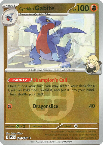 Image for Cynthia's Gabite (Energy Symbol Pattern) (110/217) (ME: Ascended Heroes) - Pokemon