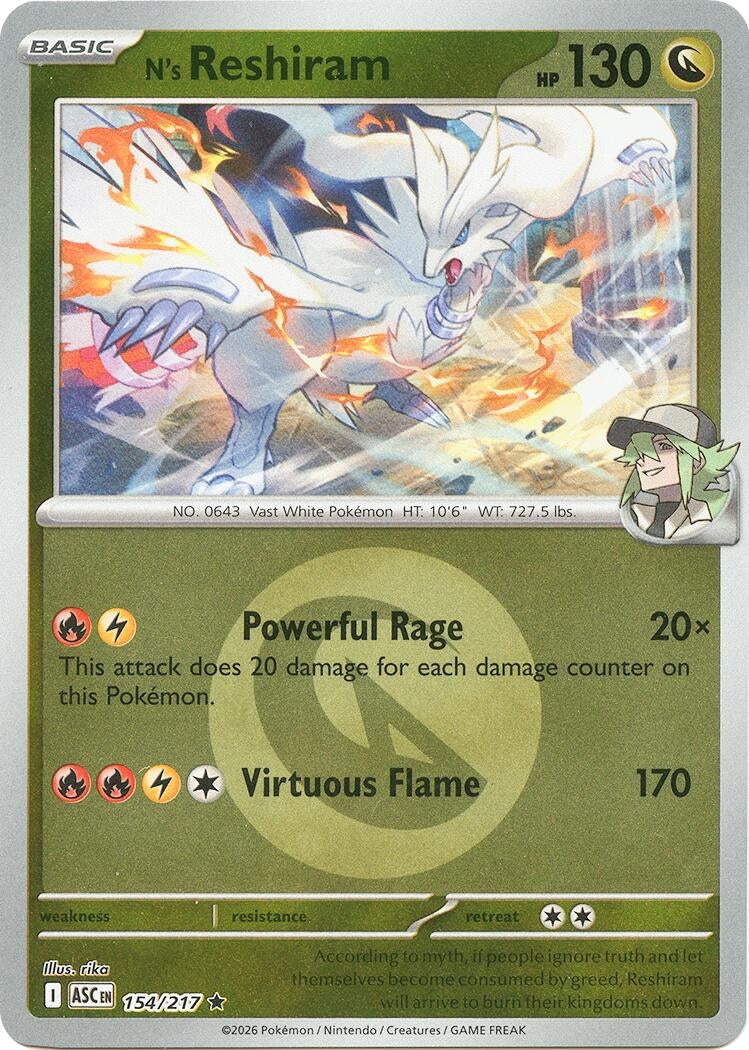 Image for N's Reshiram (Energy Symbol Pattern) (154/217) (ME: Ascended Heroes) - Pokemon