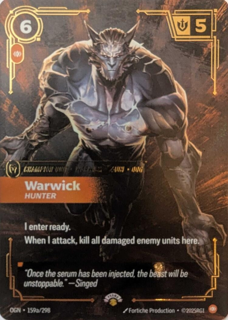 Image for Warwick, Hunter (159a/298) (Riftbound Promotional Cards) (PR) - Riftbound: League of Legends Trading Card Game