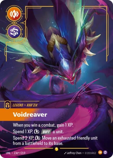 Image for Kha'Zix, Voidreaver (Signature) (236*/219) (Unleashed) (UNL) - Riftbound: League of Legends Trading Card Game