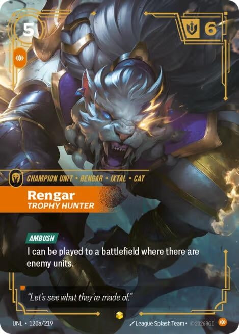 Image for Rengar, Trophy Hunter (Alternate Art) (120a/219) (Unleashed) (UNL) - Riftbound: League of Legends Trading Card Game