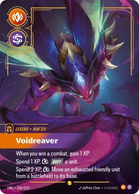 Image for Kha'Zix, Voidreaver (Overnumbered) (236/219) (Unleashed) (UNL) - Riftbound: League of Legends Trading Card Game