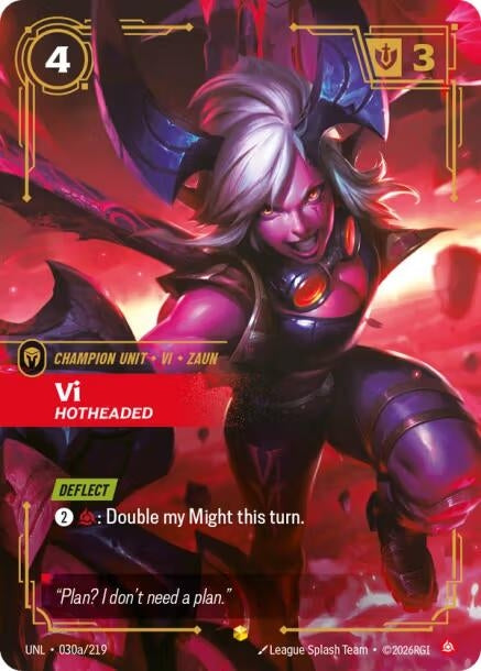 Image for Vi, Hotheaded (Alternate Art) (030a/219) (Unleashed) (UNL) - Riftbound: League of Legends Trading Card Game
