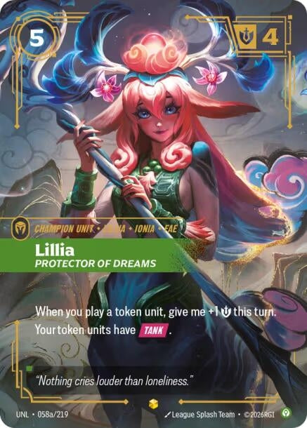 Image for Lillia, Protector of Dreams (Alternate Art) (058a/219) (Unleashed) (UNL) - Riftbound: League of Legends Trading Card Game