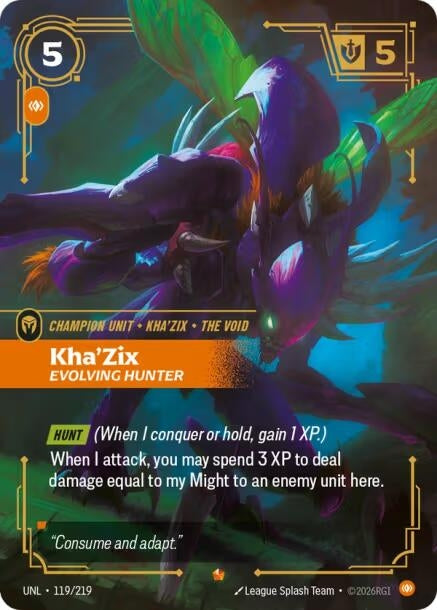 Image for Kha'Zix, Evolving Hunter (119/219) (Unleashed) (UNL) - Riftbound: League of Legends Trading Card Game