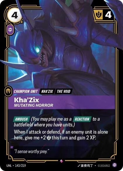 Image for Kha'Zix, Mutating Horror (143/219) (Unleashed) (UNL) - Riftbound: League of Legends Trading Card Game