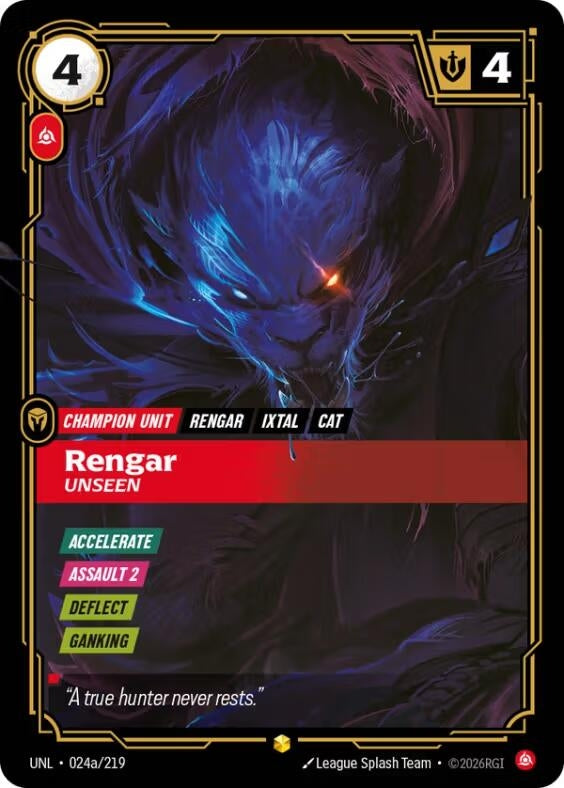 Image for Rengar, Unseen (Alternate Art) (024a/219) (Unleashed) (UNL) - Riftbound: League of Legends Trading Card Game