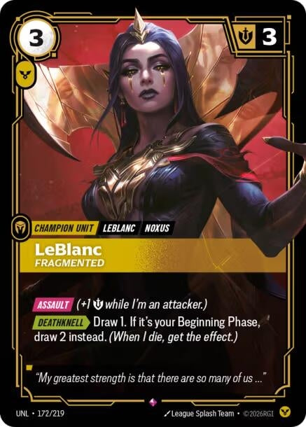Image for LeBlanc, Fragmented (172/219) (Unleashed) (UNL) - Riftbound: League of Legends Trading Card Game