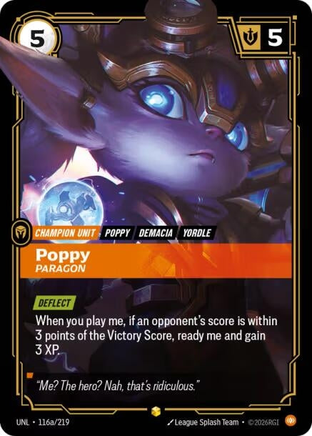 Image for Poppy, Paragon (Alternate Art) (116a/219) (Unleashed) (UNL) - Riftbound: League of Legends Trading Card Game